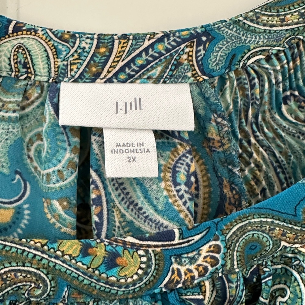 J. Jill Teal Paisley Long-Sleeve Blouse - Picture 2 of 5